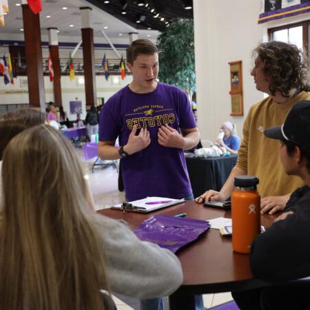 Students talking in SAC